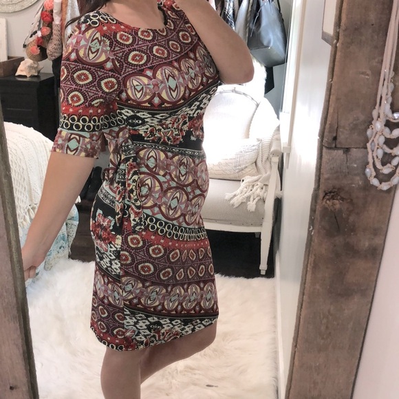 Olivia Matthews size large floral faux wrap dress - Picture 3 of 8